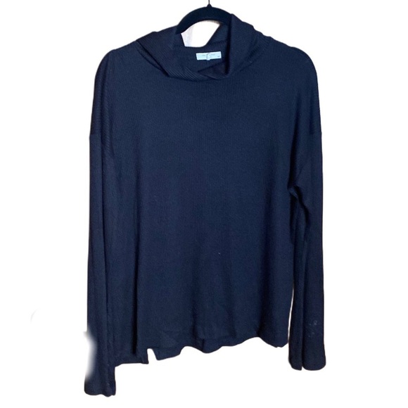 Rag & Bone black ribbed hoodie cropped bell sleeves stretch Sz M - Picture 2 of 9